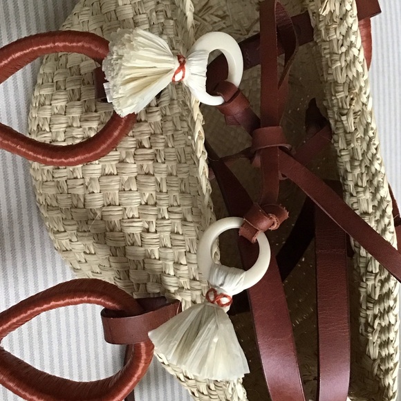 Johanna Ortiz Cream and Brown Woven Crossbody Bag - Picture 2 of 7